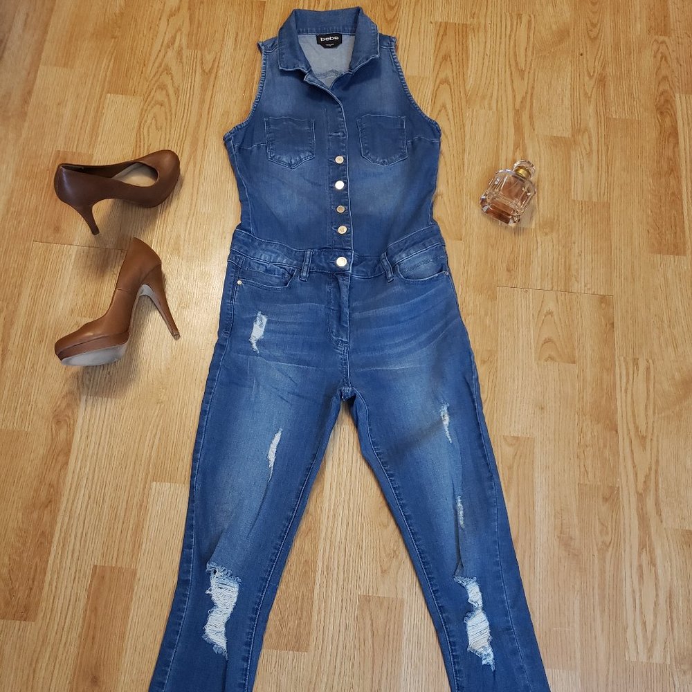 Bebe denim jumpsuit